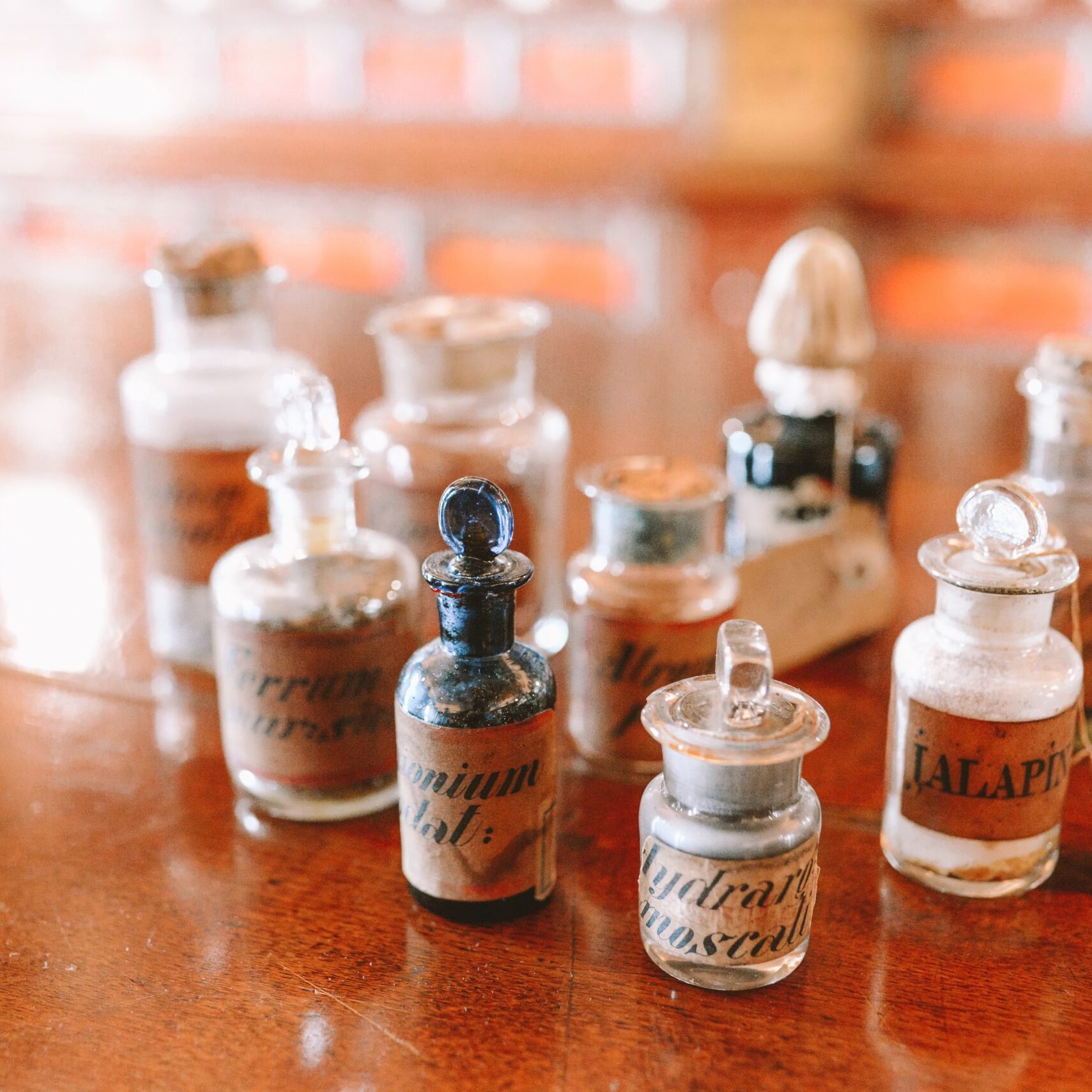 closeup photo of assorted vials